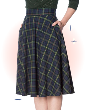 Green Mrs. Claus Flared Skirt