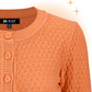 Cardigan Crocheté Col Rond Orange M