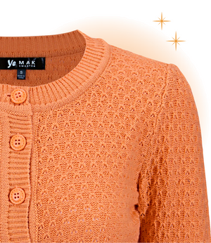 Cardigan Crocheté Col Rond Orange M