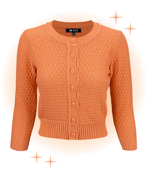 Cardigan Crocheté Col Rond Orange S