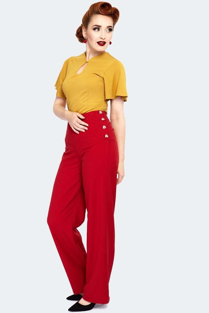 Pantalon Heart Button Rouge  XS