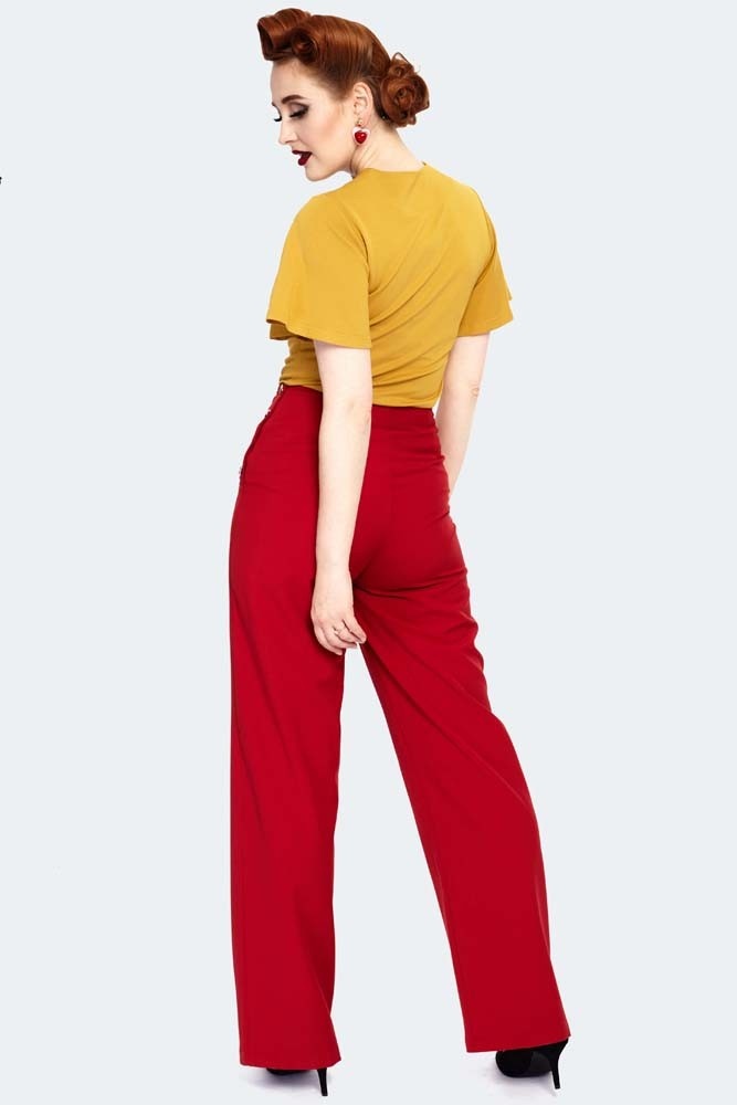 Pantalon Heart Button Rouge  L