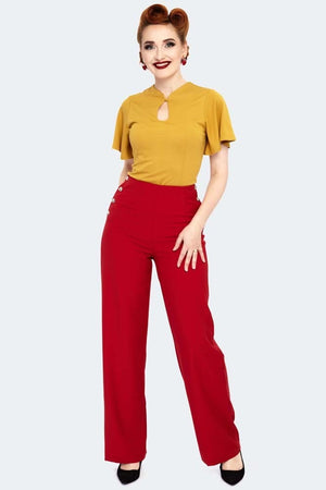 Pantalon Heart Button Rouge  S