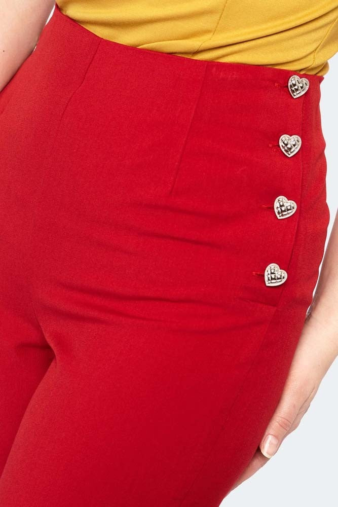 Pantalon Heart Button Rouge  M