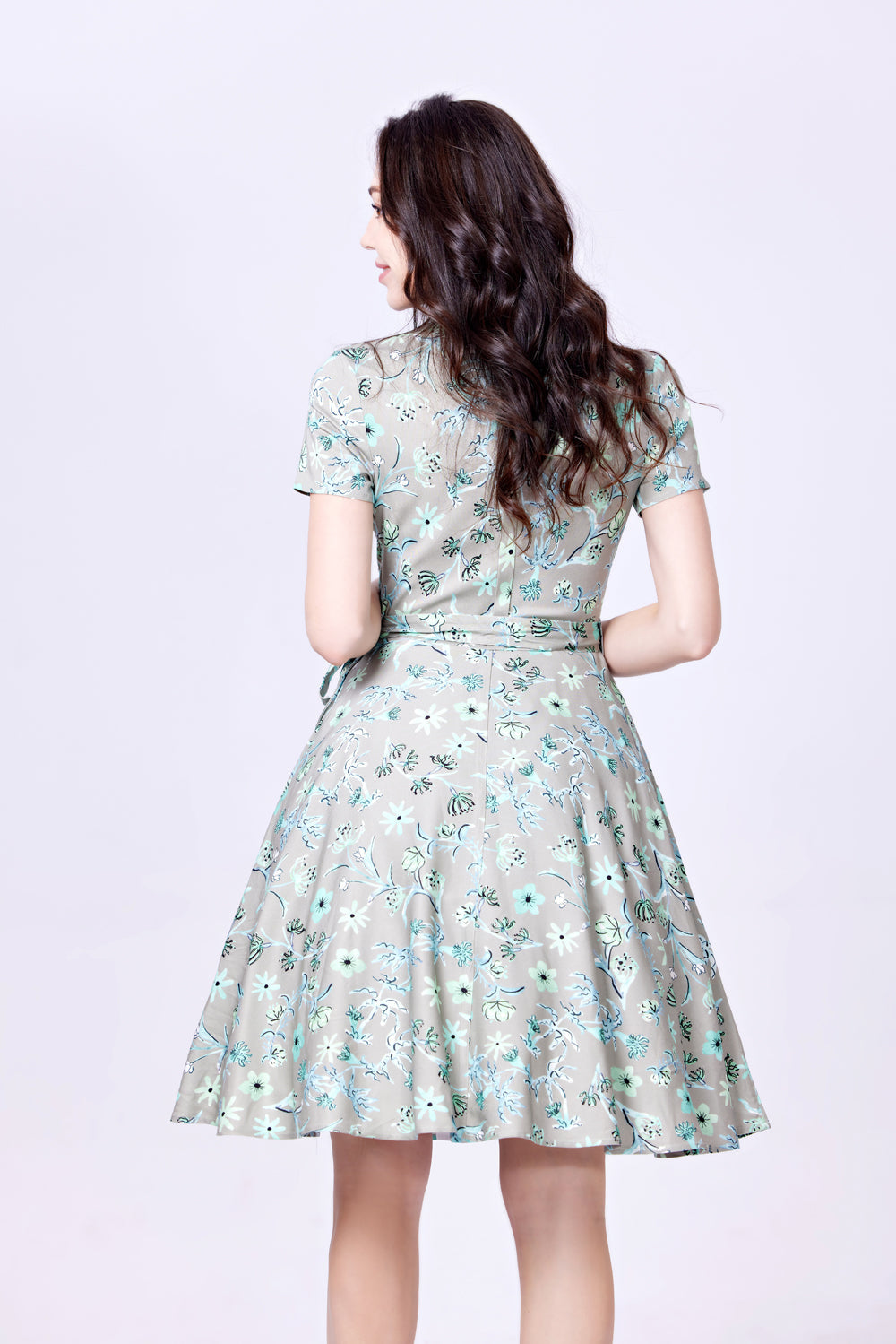 Robe Fleurs D'hiver Grise  XL