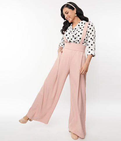 Pantalon Rochelle Rose Avec Bretelles XS