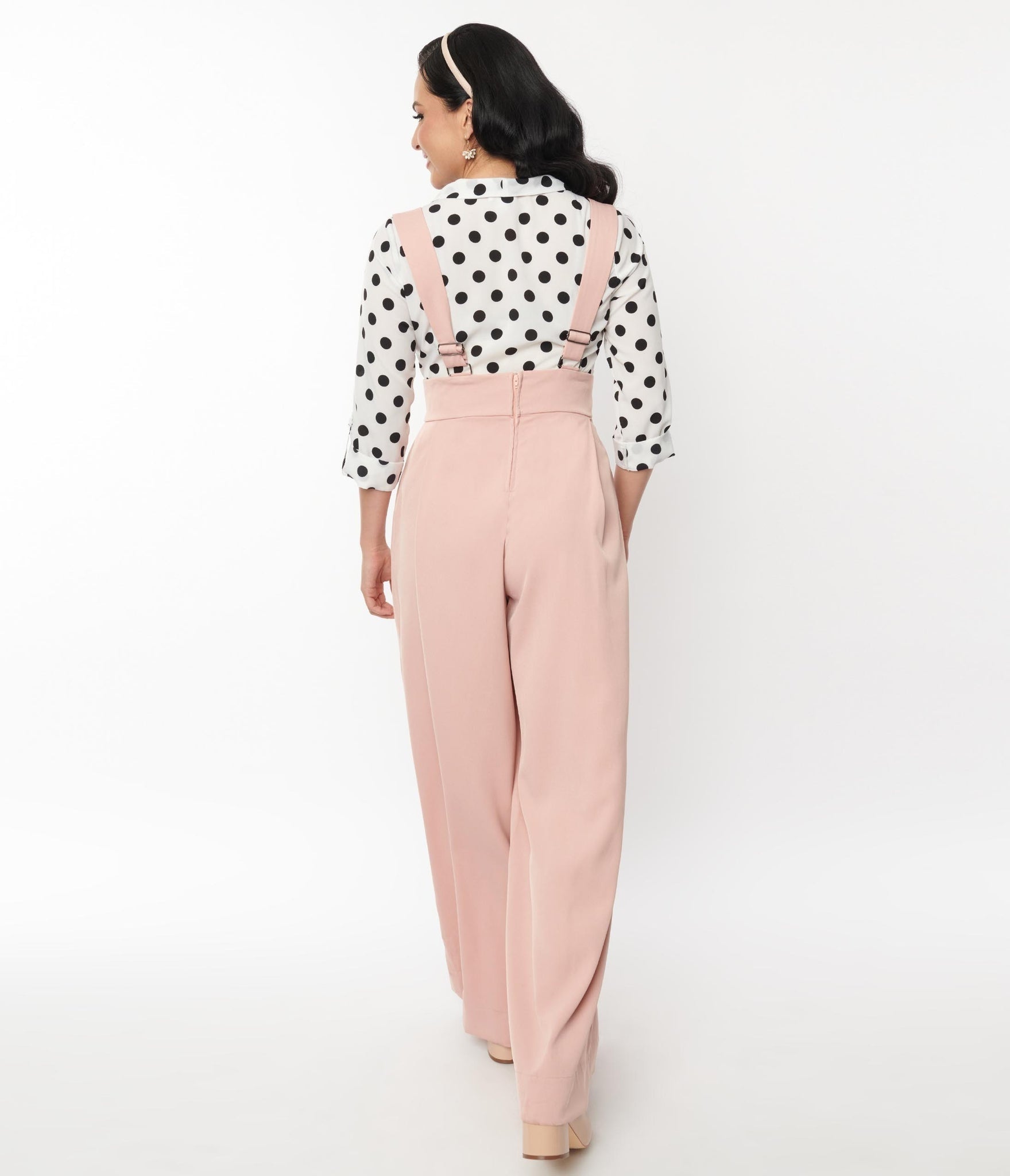 Pantalon Rochelle Rose Avec Bretelles M