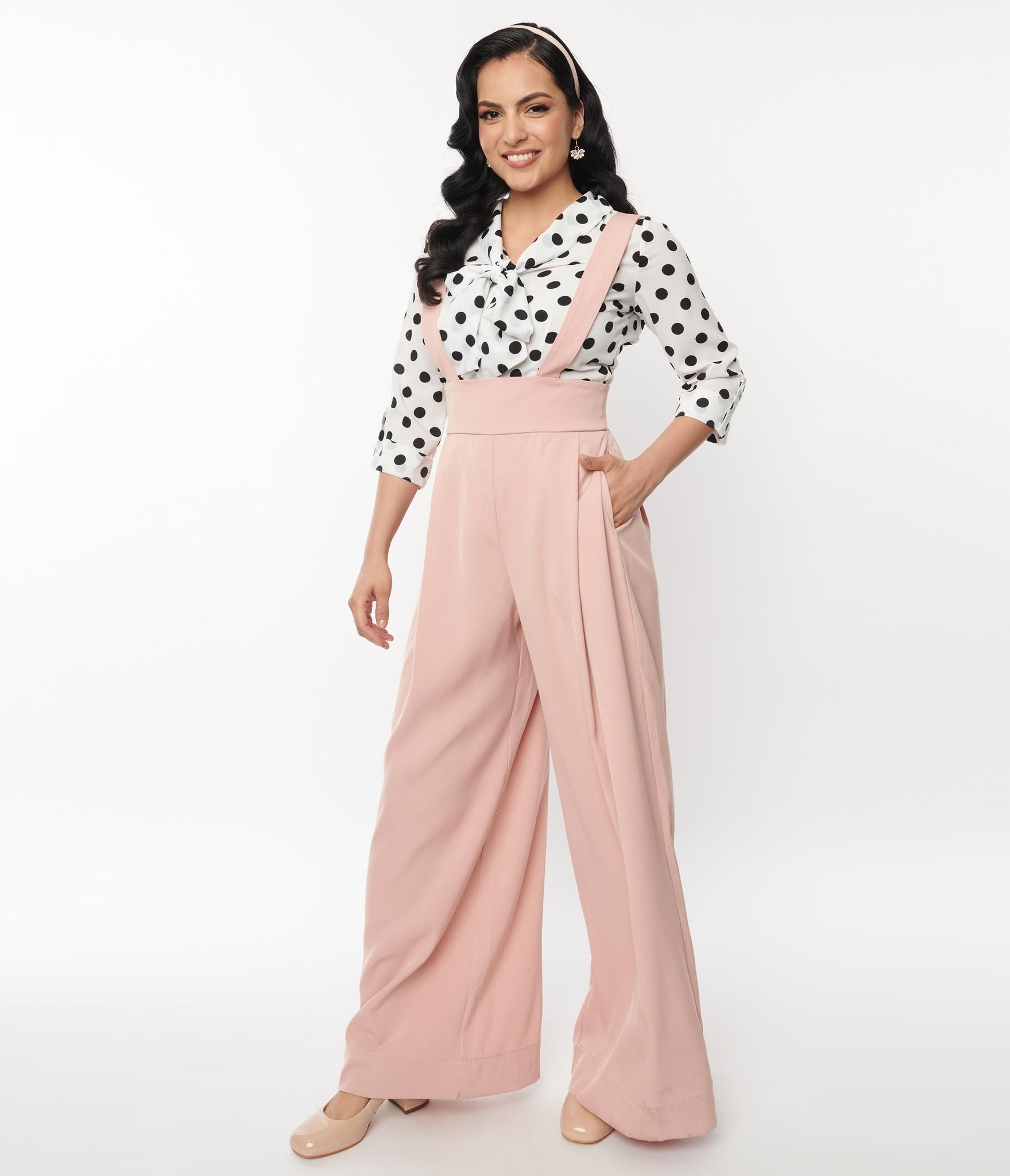 Pantalon Rochelle Rose Avec Bretelles L