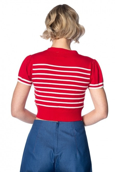 Top-Rouge-Vintage-Banned Apparel-nœud-Rétro-Pinup-Rockabilly