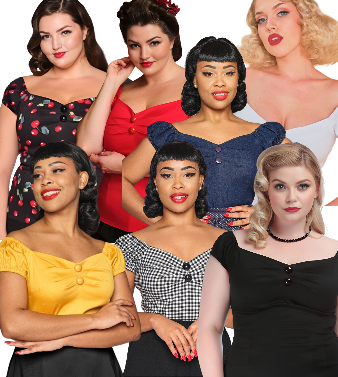 top vintage, top pinup, kitsch'n swell, Top Dolores choix de couleurs, top rouge, top noir, top blanc, top cerises, top vichy, top jaune moutarde, haut Dolores, haut sexy, haut féminin, top Collectif, top ajusté, top ceintrée
