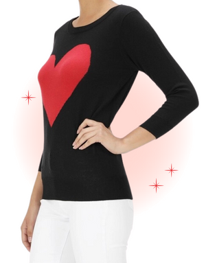 Black Knit with Red Heart
