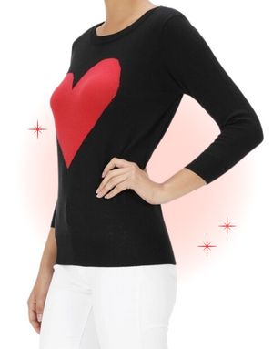 Tricot Noir avec Coeur Rouge