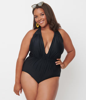 Unique Vintage Maillot de Bain Derek Pinup Retro One Piece Swimsuit