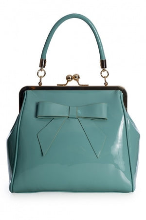 Vintage-Handbag-Turquoise-Glossy-Bow-Retro